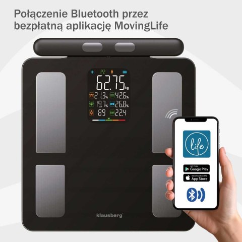ANALITYCZNA WAGA ŁAZIENKOWA SMART IOS ANDROID KLAUSBERG KB-7856 ANALITYCZNA WAGA ŁAZIENKOWA SMART IOS ANDROID KLAUSBERG KB-7856