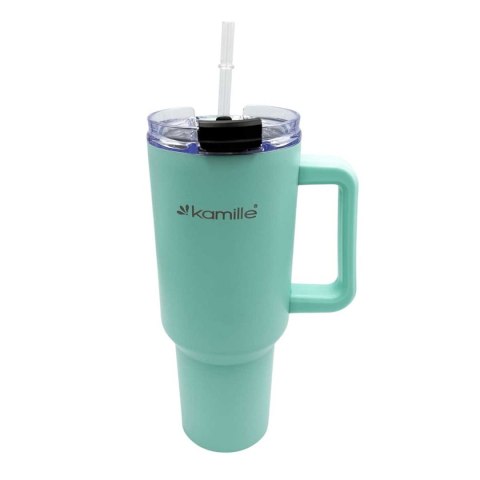 STALOWY KUBEK TERMICZNY TERMOS 1200ml Z RĄCZKĄ I SŁOMKĄ KM-2175 STALOWY KUBEK TERMICZNY TERMOS 1200ml Z RĄCZKĄ I SŁOMKĄ KM-2175