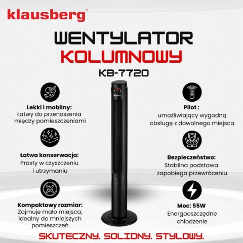 WENTYLATOR KOLUMNOWY PODŁOGOWY Z PILOTEM KLAUSBERG KB-7720 WENTYLATOR KOLUMNOWY PODŁOGOWY Z PILOTEM KLAUSBERG KB-7720