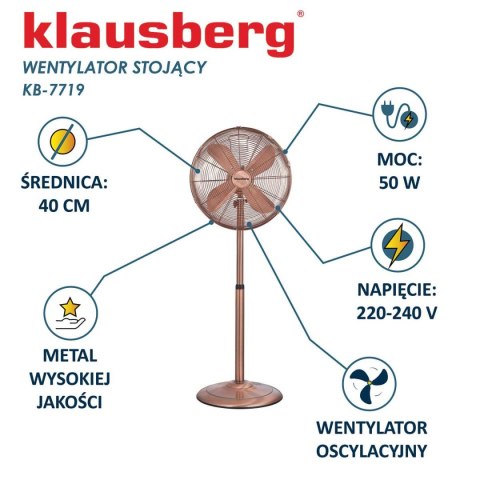 WENTYLATOR WIATRAK PODŁOGOWY KLAUSBERG KB-7719 WENTYLATOR WIATRAK PODŁOGOWY KLAUSBERG KB-7719
